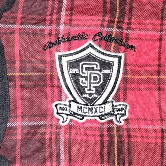 Y2K Southpole Red Plaid Hoodie with Black Accents - Picture 2 of 7